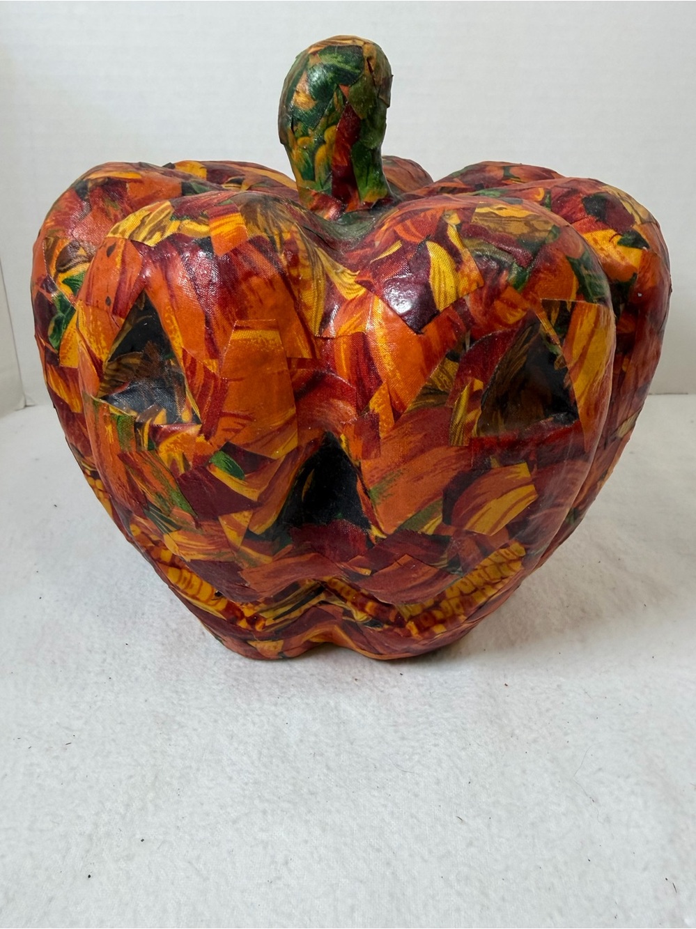 Paper Machete Pumpkin Jack Lantern 7 Inches Handmade Multi Color Fall Harvest